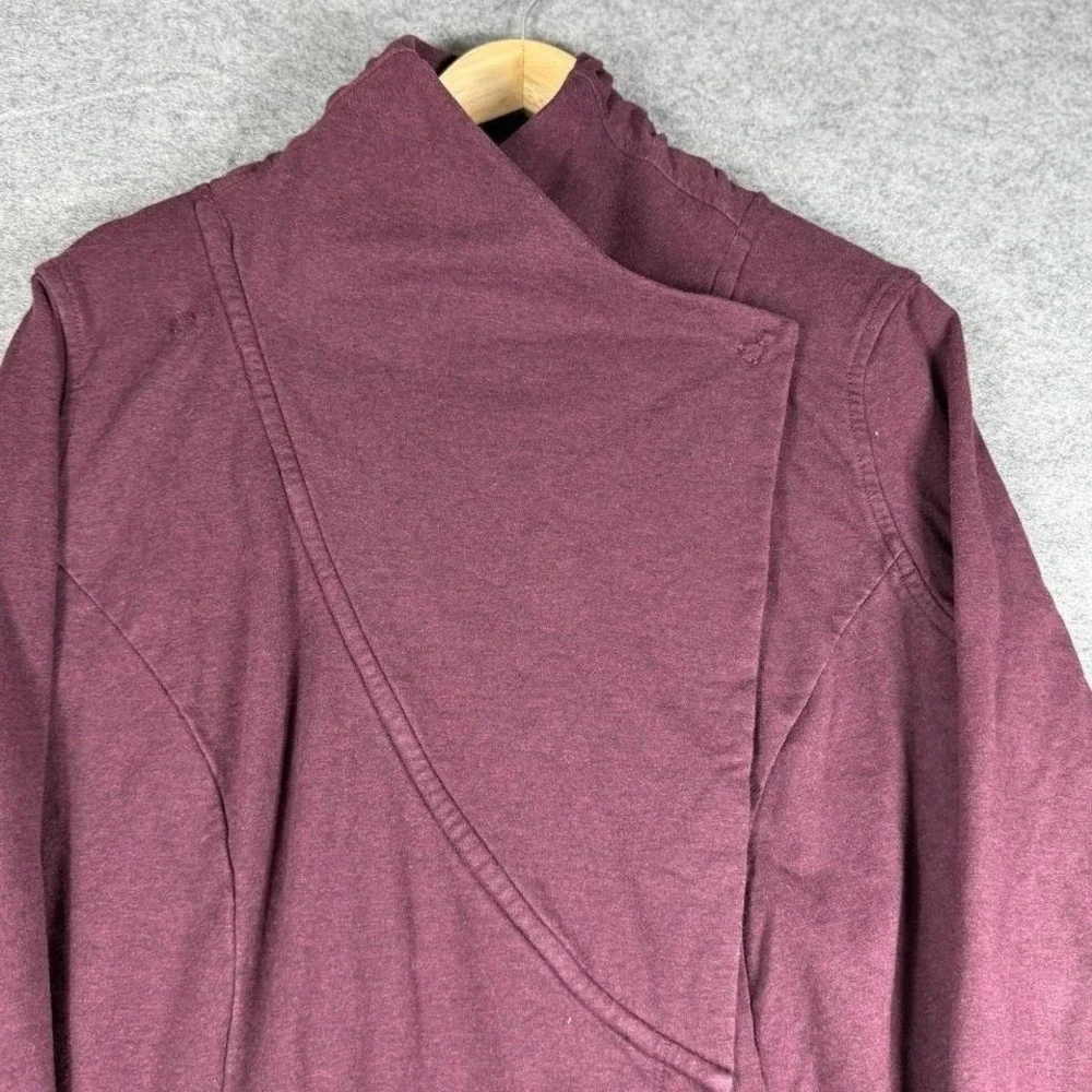 Lululemon Burgundy Heathered Wrap‎ Jacket Funnel Neck Asymmetrical Snap Size 10